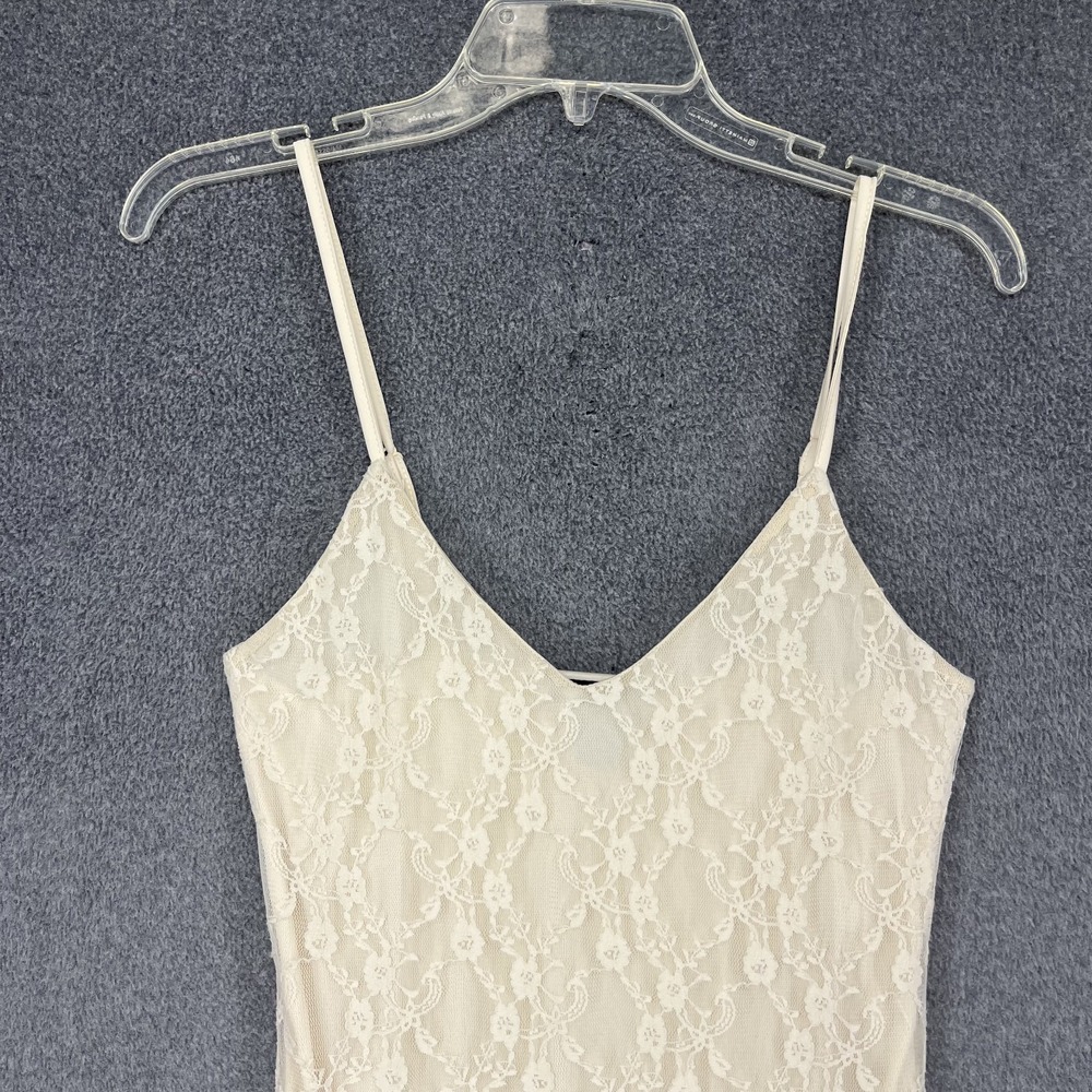 Sincerely Jules Y2K Slip Lace Midi Dress Womens Small White off romantic sheer - Picture 2 of 16